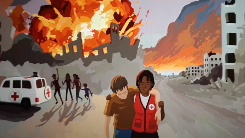 Vaskange dessine pour le Comité de la Croix-Rouge